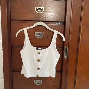 White Crop Tank Top